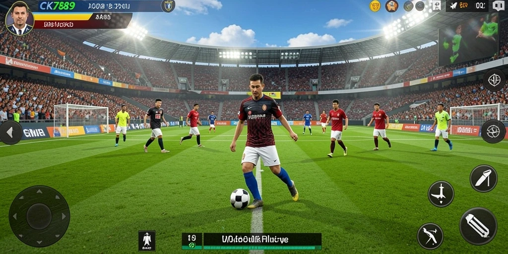 Tampilan gameplay menarik dari CK789 dengan aksi sepak bola mendebarkan.