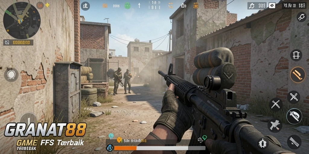 Tangkapan layar dari gameplay intens di GRANAT88 yang menampilkan aksi tembak-menembak.