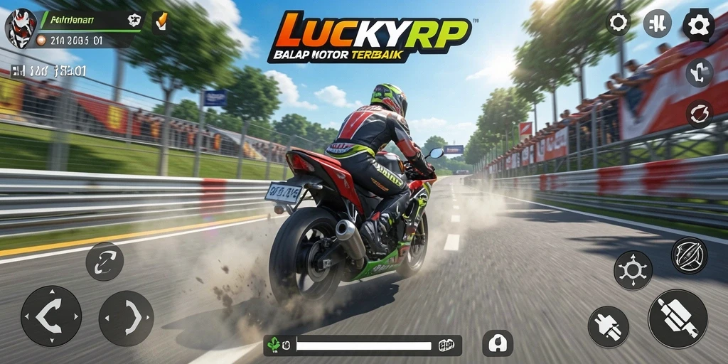 Tampilan menarik dari gameplay motor racing LUCKYRP.