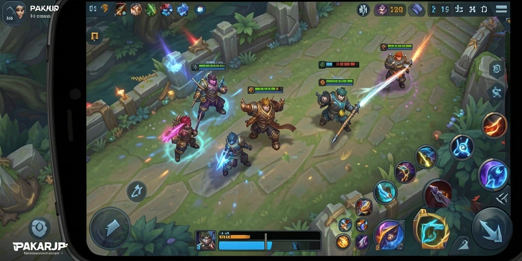 Screenshot PAKARJP yang menampilkan pertarungan seru dalam game MOBA.