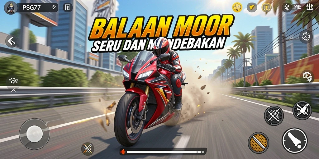 Gameplay mendebarkan dari balapan motor PSG77.