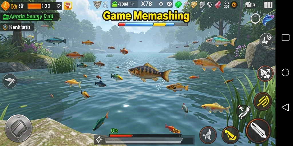 Screenshot gameplay X78 menampilkan aksi memancing yang seru dan menegangkan.